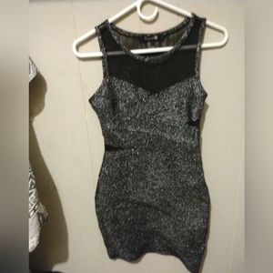 Metallic Silver Black Dress Sm.